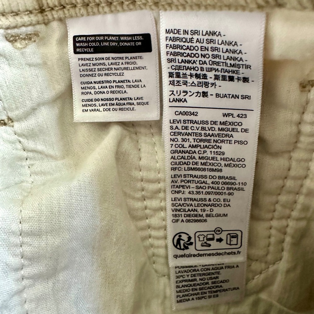 Levi's Ribcage Straight Ankle Corduroy Pants Tan‎ Beige High Rise Womens 27 - Picture 5 of 8